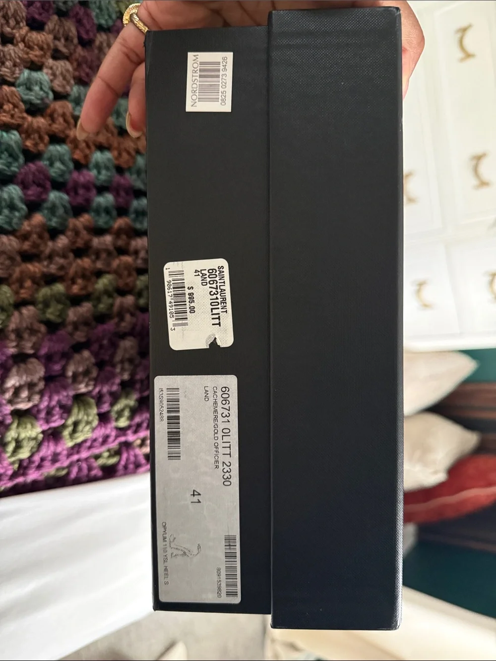 Saint Laurent Brown Suede YSL Logo Heel Sandals - Picture 3 of 3